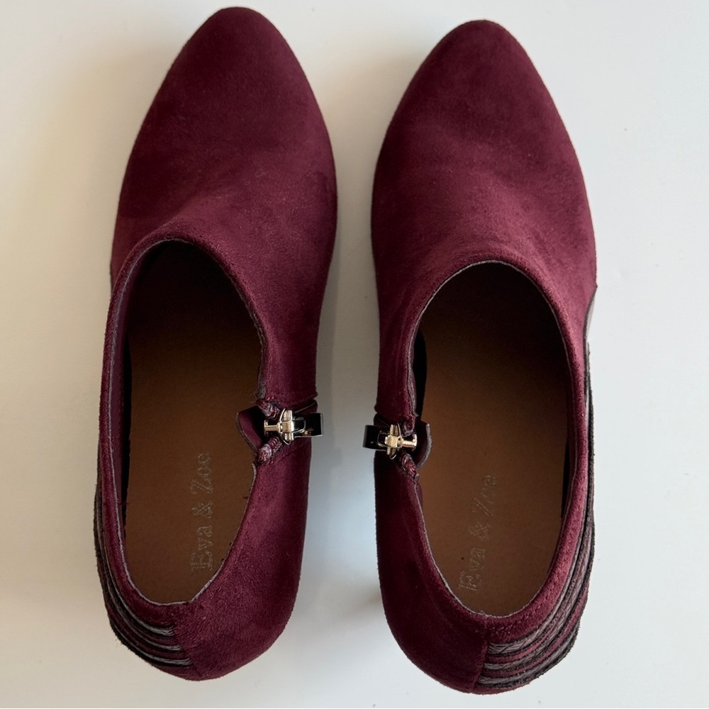 Eva & Zoe Burgundy Evelyn Ankle Boots Size 6.5 - Picture 6 of 13